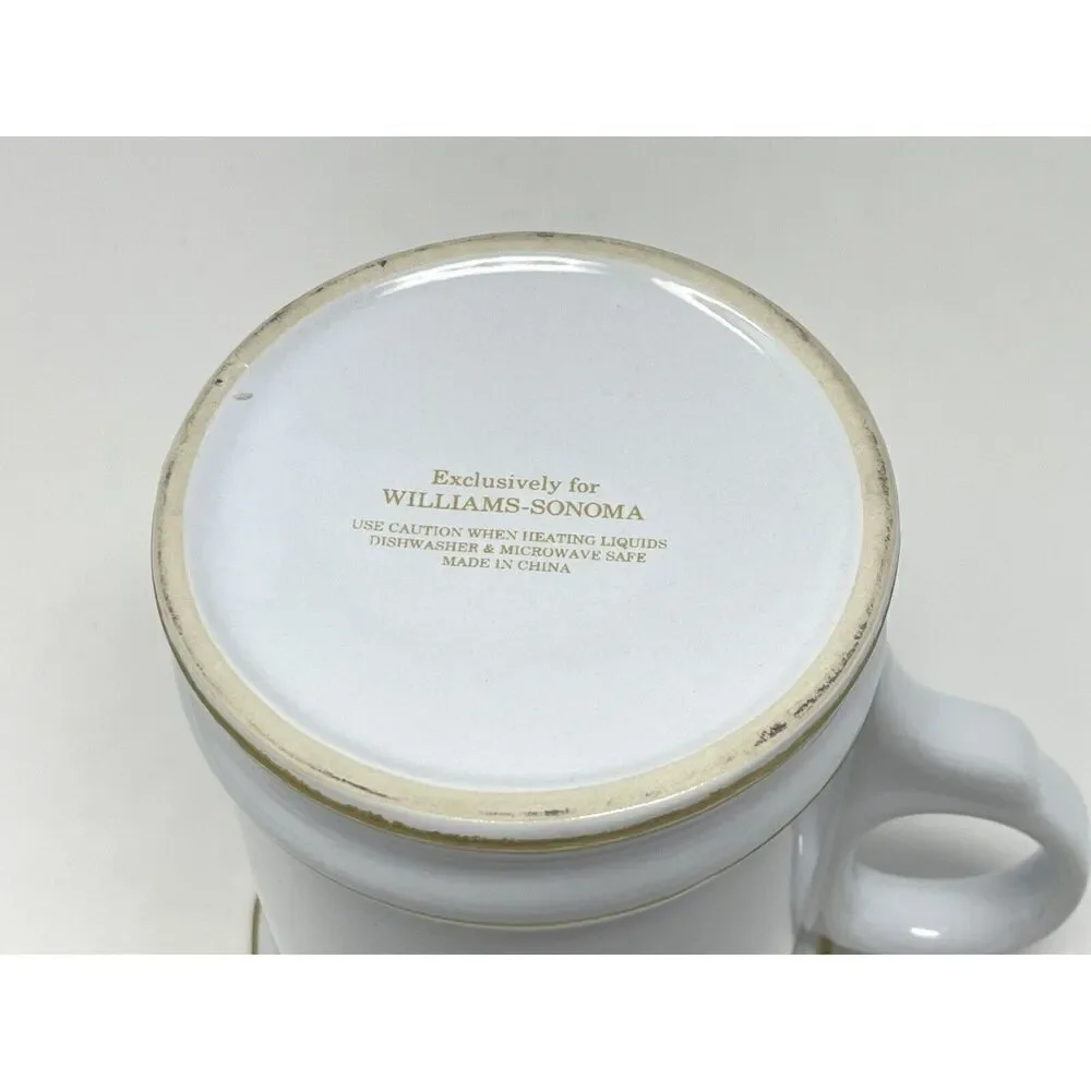 Williams Sonoma Monogram Letter Initial K Coffee Cup Mug White Gold